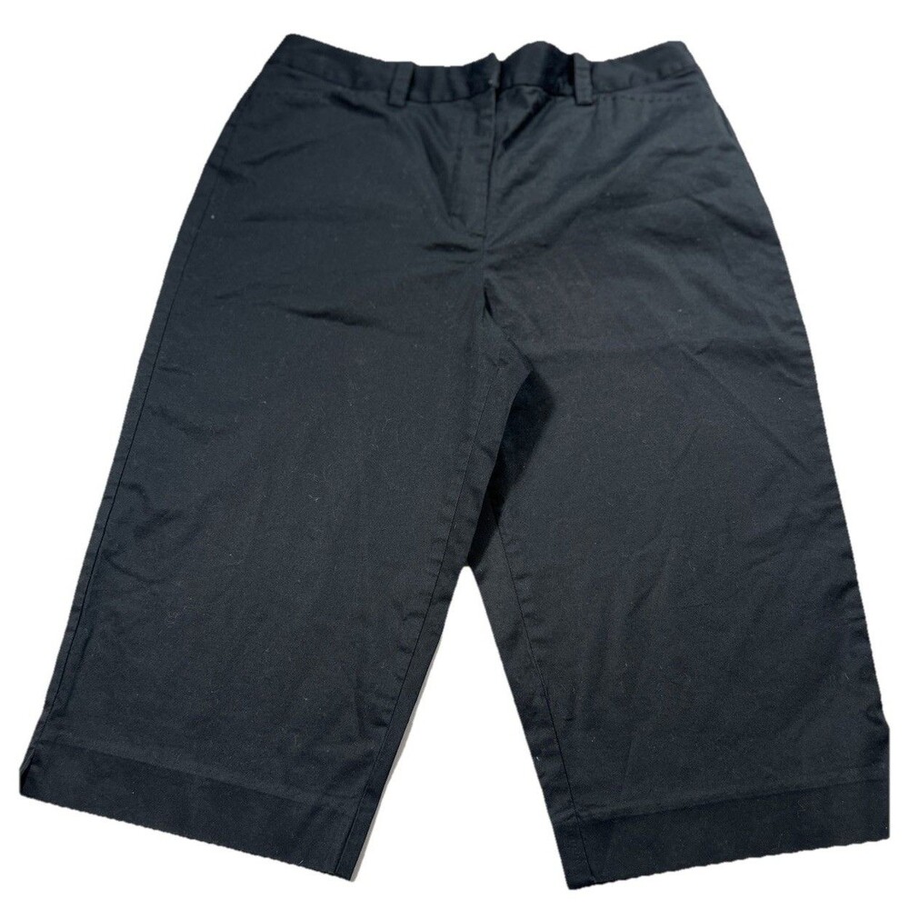 Talbots Women’s Bermuda Shorts Size 8 Black Cotton Dark Wash Flat Front